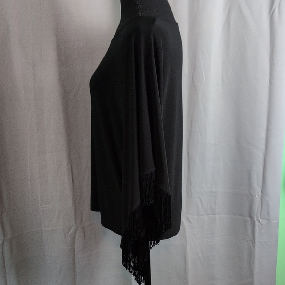 Chico's Black Fringe Blouse/Poncho - Picture 3 of 6